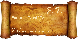 Ponert Taráz névjegykártya